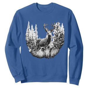Deer Hunting Sweatshirt Deer Forest Nature Lover Stag Hunter TS02 Royal Blue Print Your Wear