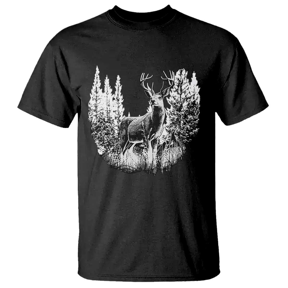 Deer Hunting T Shirt Deer Forest Nature Lover Stag Hunter TS02 Black Print Your Wear