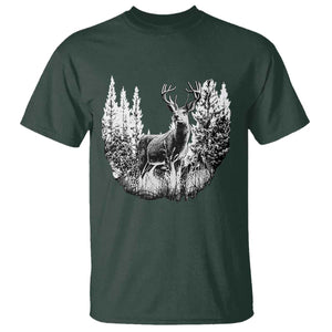 Deer Hunting T Shirt Deer Forest Nature Lover Stag Hunter TS02 Dark Forest Green Print Your Wear