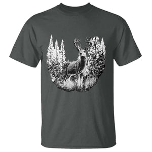 Deer Hunting T Shirt Deer Forest Nature Lover Stag Hunter TS02 Dark Heather Print Your Wear