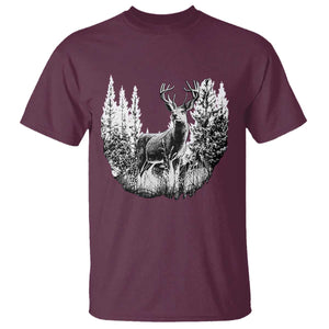 Deer Hunting T Shirt Deer Forest Nature Lover Stag Hunter TS02 Maroon Print Your Wear