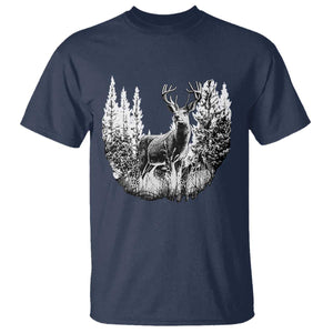 Deer Hunting T Shirt Deer Forest Nature Lover Stag Hunter TS02 Navy Print Your Wear