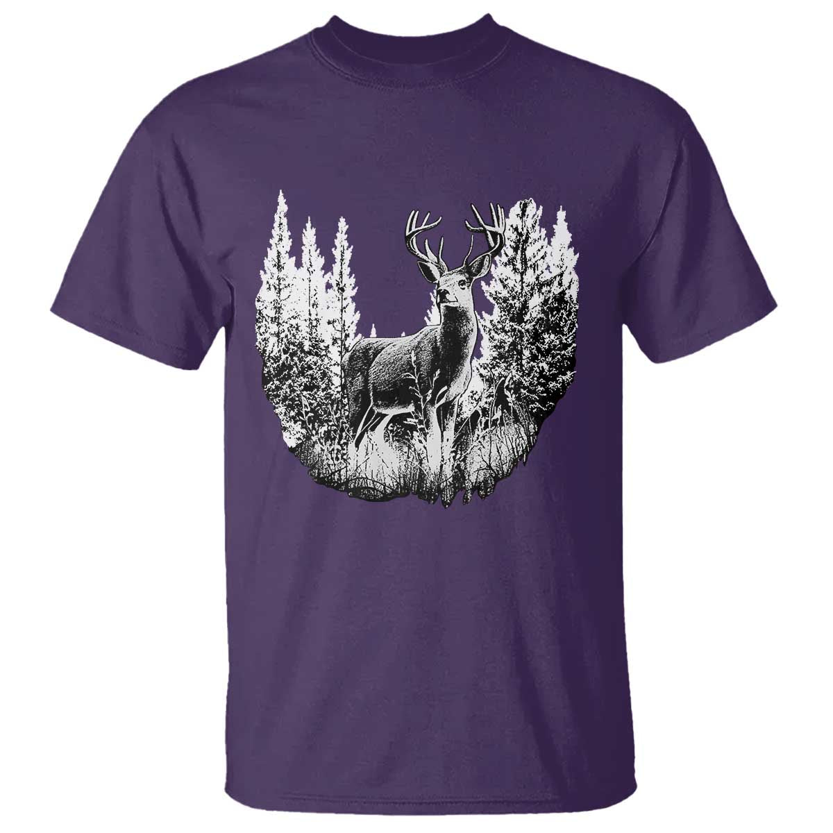 Deer Hunting T Shirt Deer Forest Nature Lover Stag Hunter TS02 Purple Print Your Wear