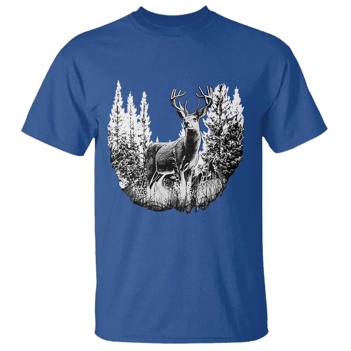 Deer Hunting T Shirt Deer Forest Nature Lover Stag Hunter TS02 Royal Blue Print Your Wear