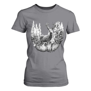 Deer Hunting T Shirt For Women Deer Forest Nature Lover Stag Hunter TS02 Charcoal Print Your Wear