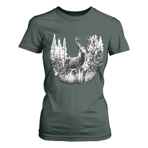Deer Hunting T Shirt For Women Deer Forest Nature Lover Stag Hunter TS02 Dark Forest Green Print Your Wear