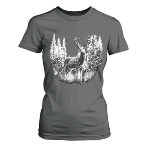Deer Hunting T Shirt For Women Deer Forest Nature Lover Stag Hunter TS02 Dark Heather Print Your Wear