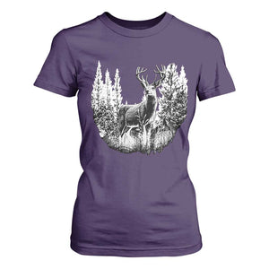 Deer Hunting T Shirt For Women Deer Forest Nature Lover Stag Hunter TS02 Purple Print Your Wear