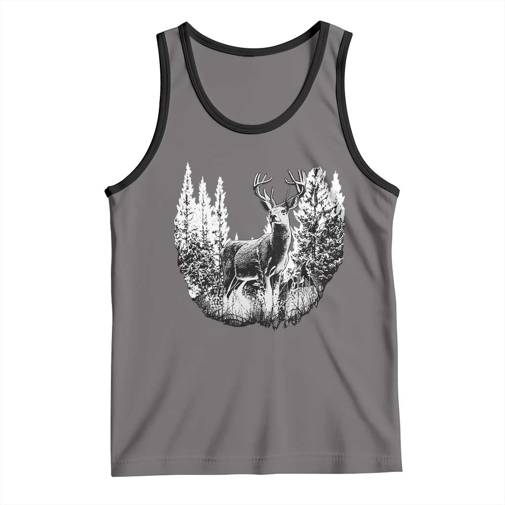 Deer Hunting Tank Top Deer Forest Nature Lover Stag Hunter TS02 Deep Heather Black Print Your Wear