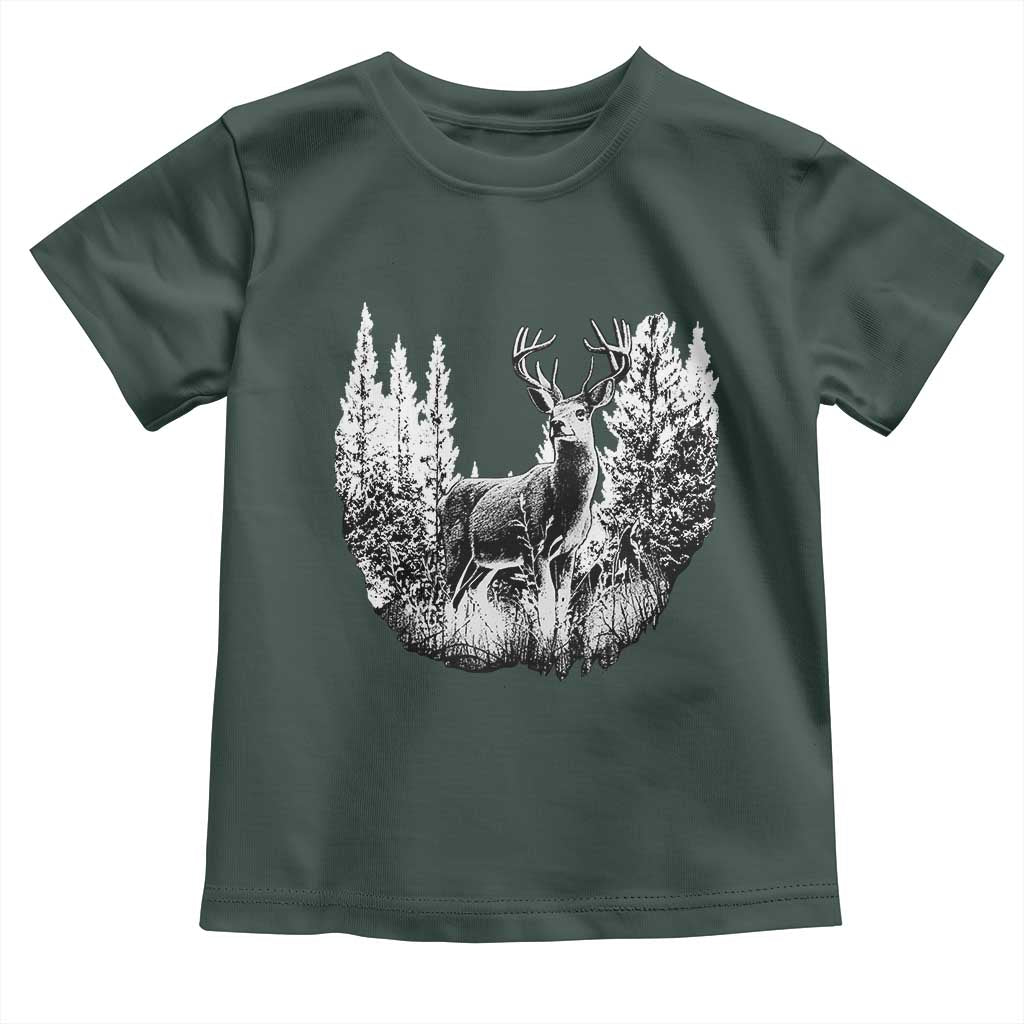 Deer Hunting Toddler T Shirt Deer Forest Nature Lover Stag Hunter TS02 Dark Forest Green Print Your Wear