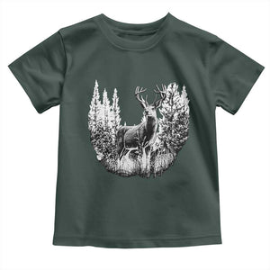 Deer Hunting Toddler T Shirt Deer Forest Nature Lover Stag Hunter TS02 Dark Forest Green Print Your Wear
