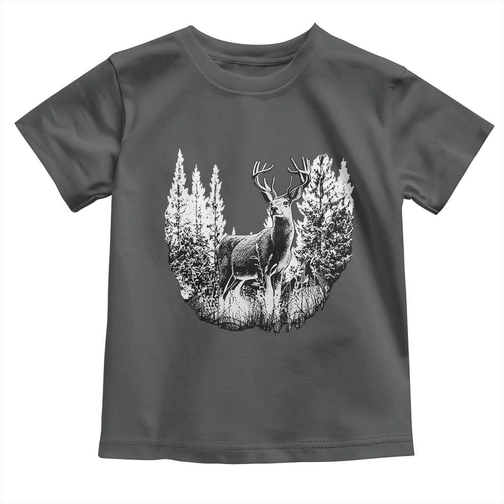 Deer Hunting Toddler T Shirt Deer Forest Nature Lover Stag Hunter TS02 Dark Heather Print Your Wear