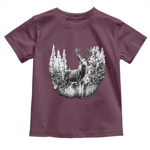 Deer Hunting Toddler T Shirt Deer Forest Nature Lover Stag Hunter TS02 Maroon Print Your Wear