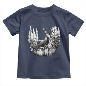 Deer Hunting Toddler T Shirt Deer Forest Nature Lover Stag Hunter TS02 Navy Print Your Wear