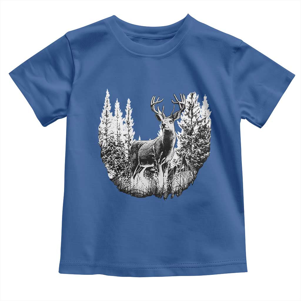 Deer Hunting Toddler T Shirt Deer Forest Nature Lover Stag Hunter TS02 Royal Blue Print Your Wear