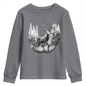 Deer Hunting Youth Sweatshirt Deer Forest Nature Lover Stag Hunter TS02 Charcoal Print Your Wear