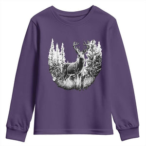Deer Hunting Youth Sweatshirt Deer Forest Nature Lover Stag Hunter TS02 Purple Print Your Wear
