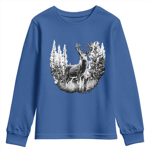 Deer Hunting Youth Sweatshirt Deer Forest Nature Lover Stag Hunter TS02 Royal Blue Print Your Wear