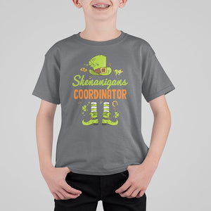 Funny St. Patricks Day T Shirt For Kid Shenanigans Coordinator Leprechaun Costume TS02 Charcoal Printyourwear