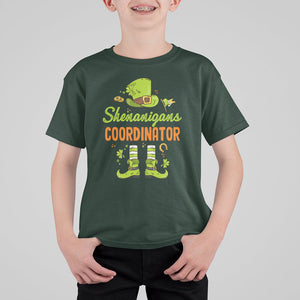 Funny St. Patricks Day T Shirt For Kid Shenanigans Coordinator Leprechaun Costume TS02 Dark Forest Green Printyourwear