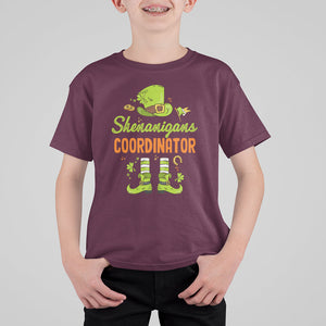 Funny St. Patricks Day T Shirt For Kid Shenanigans Coordinator Leprechaun Costume TS02 Maroon Printyourwear