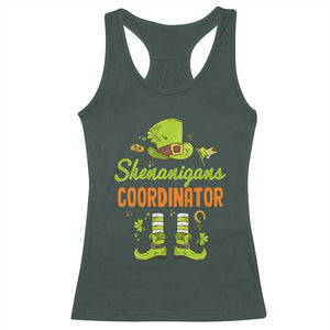 Funny St Patricks Day Racerback Tank Top Shenanigans Coordinator Leprechaun Costume TS02 Dark Forest Green Print Your Wear