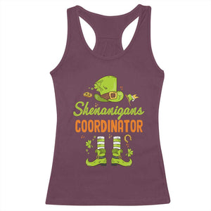 Funny St Patricks Day Racerback Tank Top Shenanigans Coordinator Leprechaun Costume TS02 Maroon Print Your Wear
