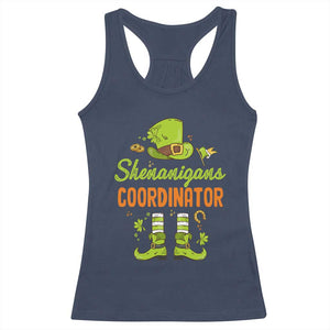 Funny St Patricks Day Racerback Tank Top Shenanigans Coordinator Leprechaun Costume TS02 Navy Print Your Wear