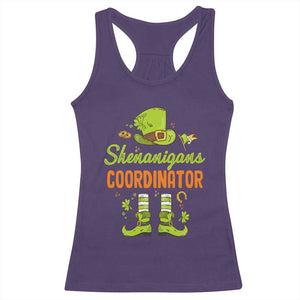 Funny St Patricks Day Racerback Tank Top Shenanigans Coordinator Leprechaun Costume TS02 Purple Print Your Wear