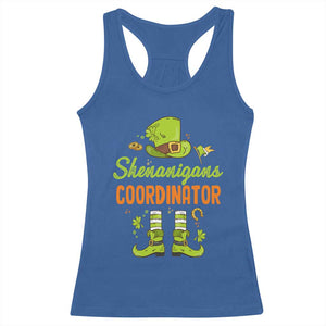 Funny St Patricks Day Racerback Tank Top Shenanigans Coordinator Leprechaun Costume TS02 Royal Blue Print Your Wear