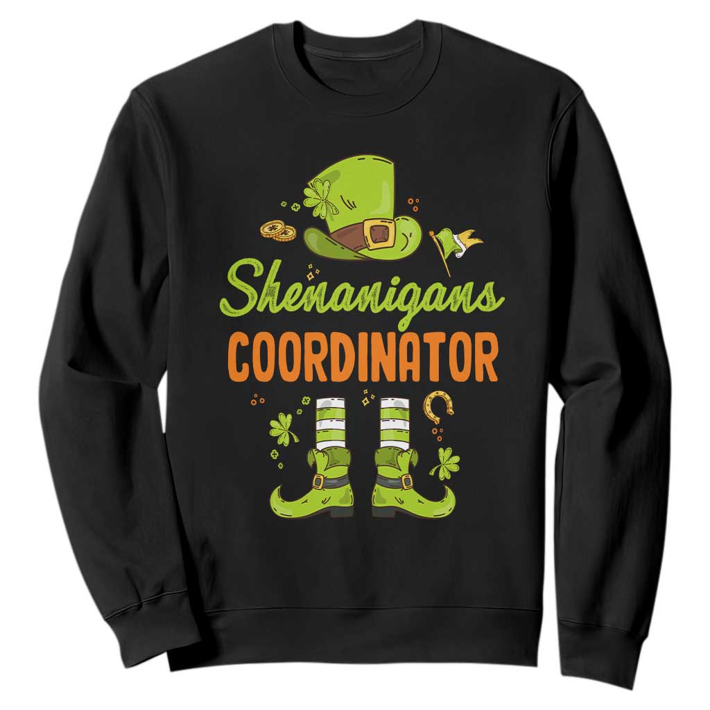 Funny St. Patricks Day Sweatshirt Shenanigans Coordinator Leprechaun Costume TS02 Black Printyourwear
