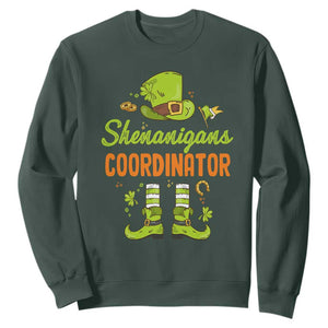 Funny St. Patricks Day Sweatshirt Shenanigans Coordinator Leprechaun Costume TS02 Dark Forest Green Printyourwear