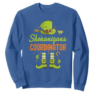 Funny St. Patricks Day Sweatshirt Shenanigans Coordinator Leprechaun Costume TS02 Royal Blue Printyourwear