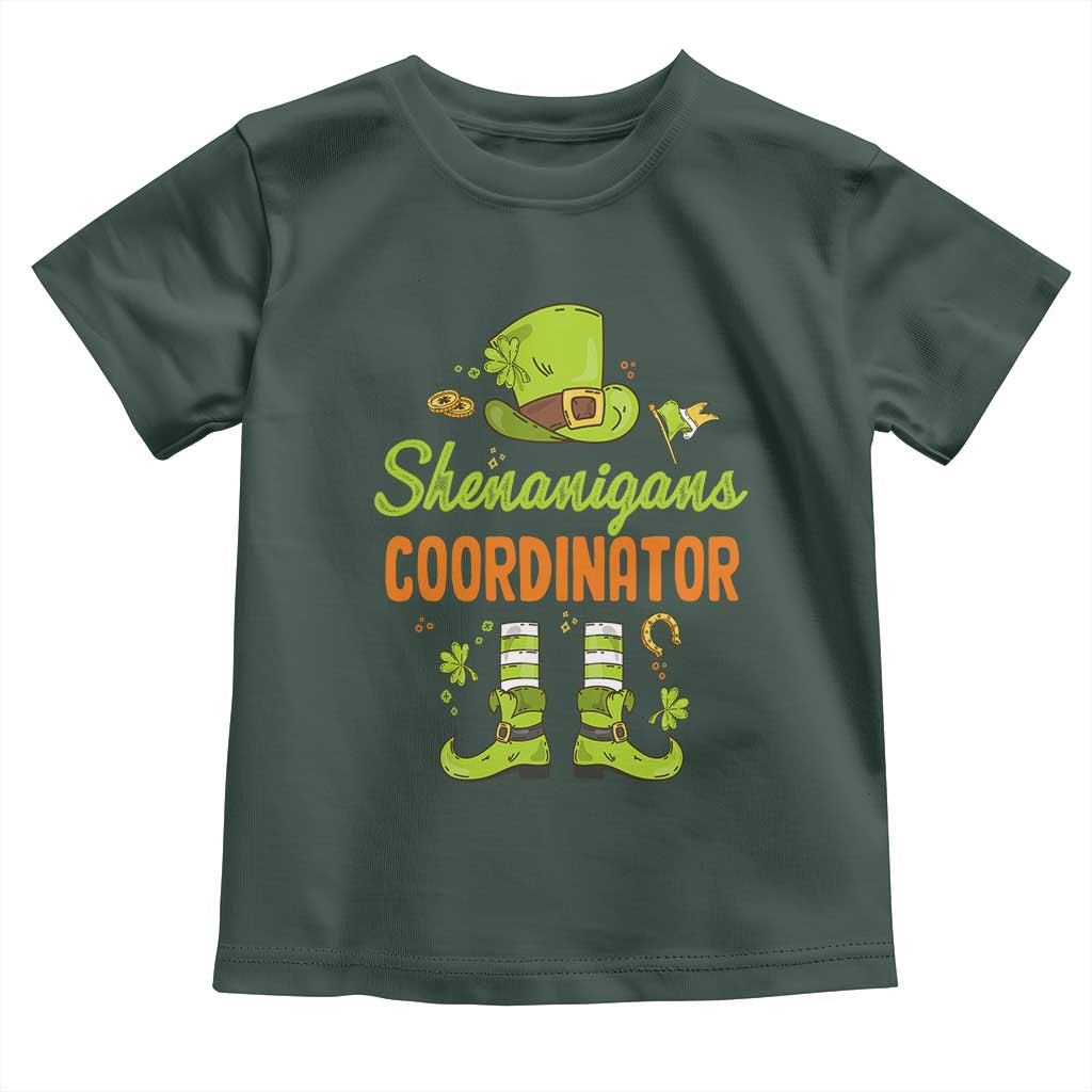 Funny St Patricks Day Toddler T Shirt Shenanigans Coordinator Leprechaun Costume TS02 Dark Forest Green Print Your Wear