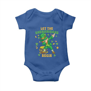 Funny St Patricks Day Baby Onesie Let The Shenanigans Begin Dabbing Leprechaun TS02 Royal Blue Print Your Wear