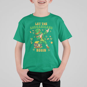 Funny St. Patricks Day T Shirt For Kid Let The Shenanigans Begin Dabbing Leprechaun TS02 Irish Green Printyourwear