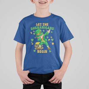 Funny St. Patricks Day T Shirt For Kid Let The Shenanigans Begin Dabbing Leprechaun TS02 Royal Blue Printyourwear