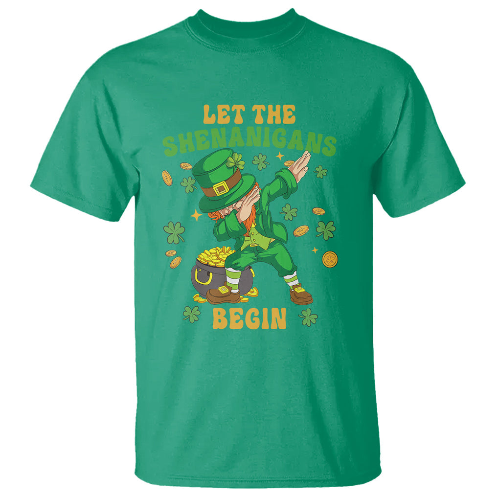 Funny St. Patricks Day T Shirt Let The Shenanigans Begin Dabbing Leprechaun TS02 Irish Green Printyourwear