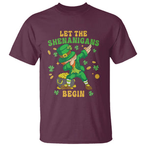 Funny St. Patricks Day T Shirt Let The Shenanigans Begin Dabbing Leprechaun TS02 Maroon Printyourwear
