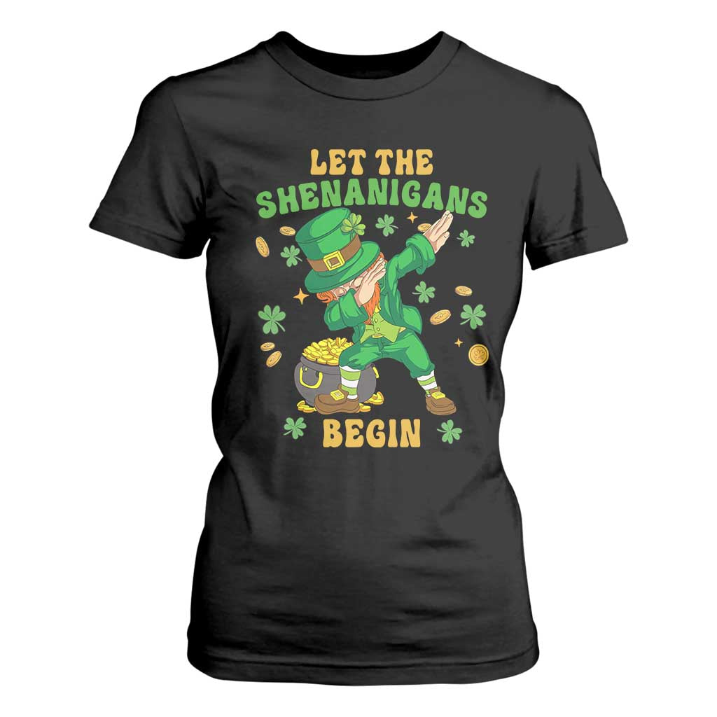 Funny St Patricks Day T Shirt For Women Let The Shenanigans Begin Dabbing Leprechaun TS02 Black Print Your Wear