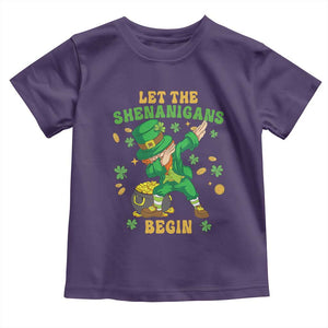 Funny St Patricks Day Toddler T Shirt Let The Shenanigans Begin Dabbing Leprechaun TS02 Purple Print Your Wear