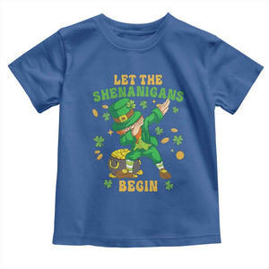 Funny St Patricks Day Toddler T Shirt Let The Shenanigans Begin Dabbing Leprechaun TS02 Royal Blue Print Your Wear