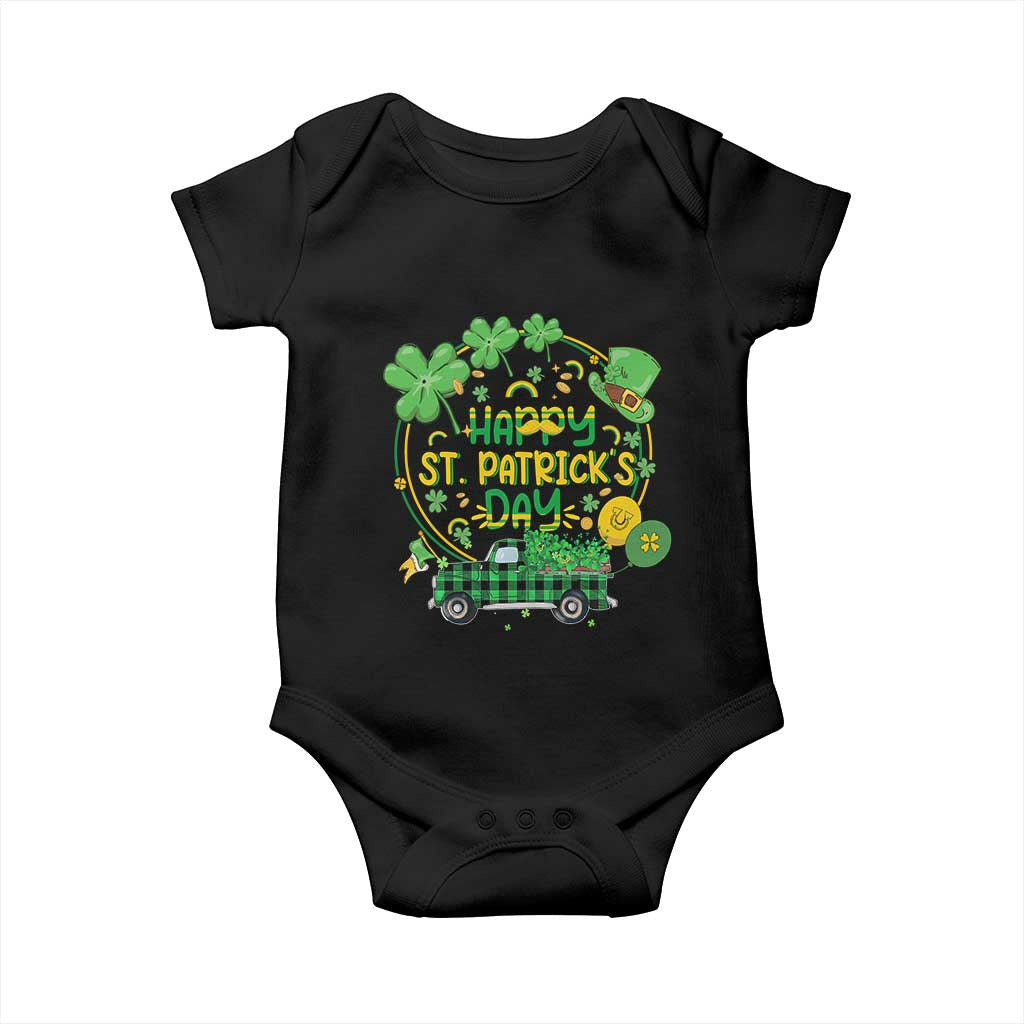Happy StPatricks Day Baby Onesie Patty's Day Truck Loads of Shamrocks and Lucky Charm TS02 Black Print Your Wear