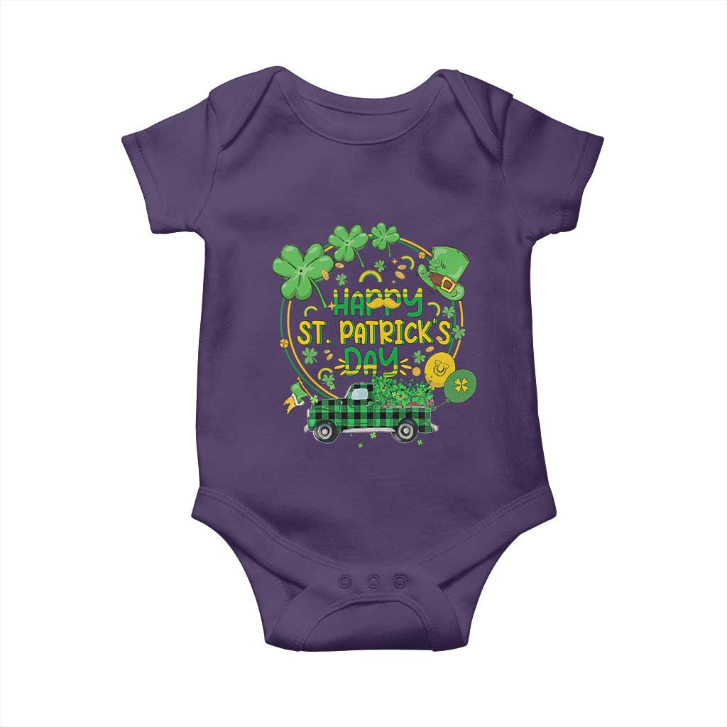Happy StPatricks Day Baby Onesie Patty's Day Truck Loads of Shamrocks and Lucky Charm TS02 Purple Print Your Wear