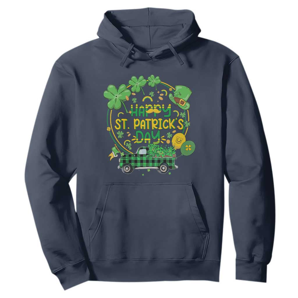 Happy St.Patrick's Day Hoodie Patty's Day Truck Loads of Shamrocks and Lucky Charm TS02 Navy Printyourwear