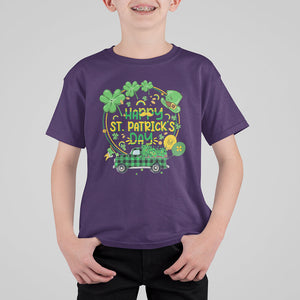 Happy St.Patrick's Day T Shirt For Kid Patty's Day Truck Loads of Shamrocks and Lucky Charm TS02 Purple Printyourwear