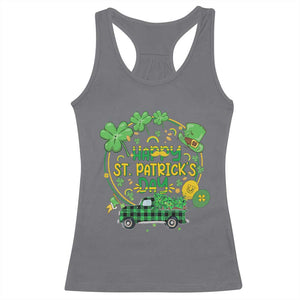 Happy StPatricks Day Racerback Tank Top Patty's Day Truck Loads of Shamrocks and Lucky Charm TS02 Charcoal Print Your Wear
