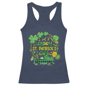 Happy StPatricks Day Racerback Tank Top Patty's Day Truck Loads of Shamrocks and Lucky Charm TS02 Navy Print Your Wear