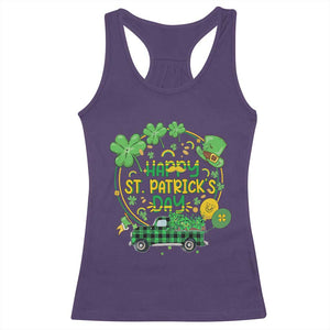 Happy StPatricks Day Racerback Tank Top Patty's Day Truck Loads of Shamrocks and Lucky Charm TS02 Purple Print Your Wear