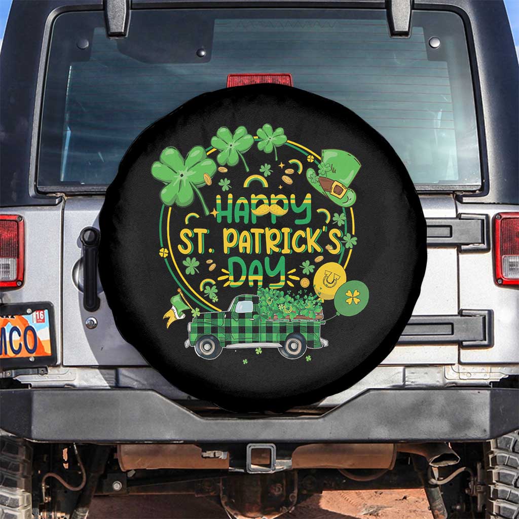 Happy StPatricks Day Spare Tire Cover Patty's Day Truck Loads of Shamrocks and Lucky Charm TS02 No hole Black Print Your Wear